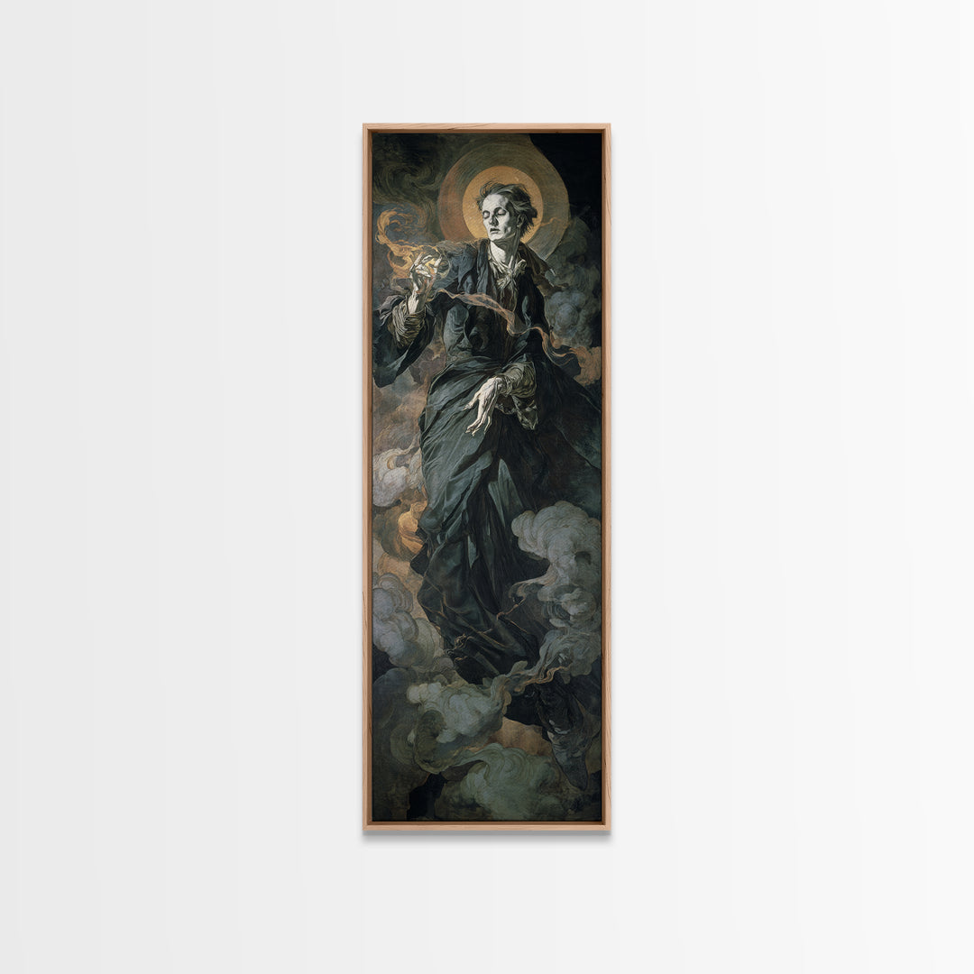 Gothic Romance, Dark Renaissance Art, Tall Narrow Wall Art, Macabre Wall Art, Framed Canvas Print, Halloween Wall Art