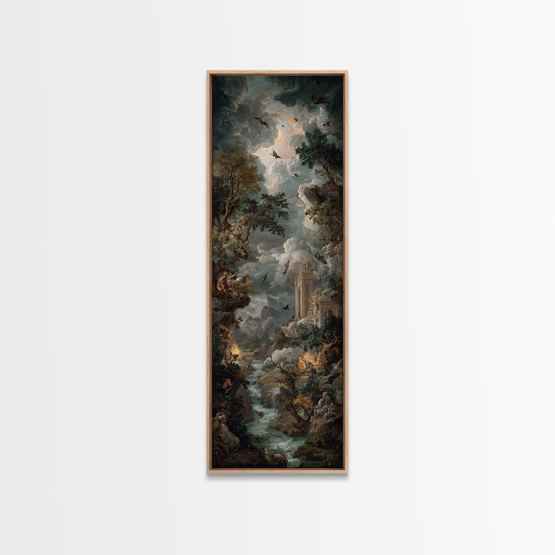 Gothic Romance, Baroque Witchcraft Art, Tall Narrow Wall Art, Macabre Wall Art, Canvas Print, Halloween Wall Art, Spooky Wall Decor