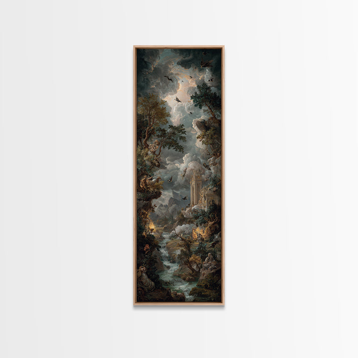 Gothic Romance, Baroque Witchcraft Art, Tall Narrow Wall Art, Macabre Wall Art, Canvas Print, Halloween Wall Art, Spooky Wall Decor