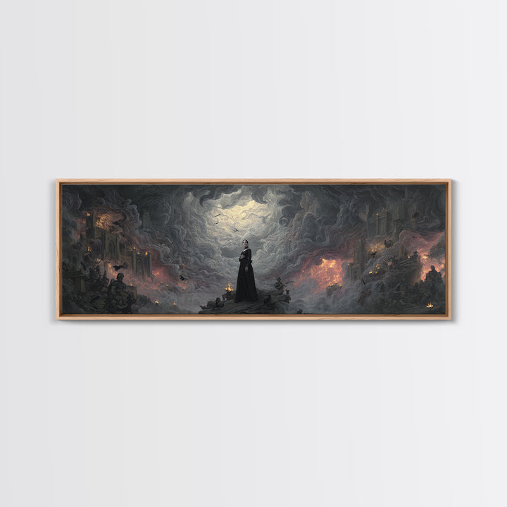 Gothic Romance, Apocalyptic Romantic Art, Extra Wide Wall Art, Gothic Horror Wall Art, Framed Canvas Print, Halloween Wall Art
