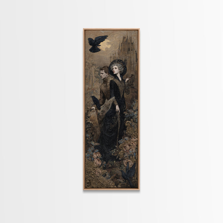 Gothic Romance, Ornate Symbolist Art, Tall Narrow Wall Art, Gothic Horror Wall Art, Canvas Print, Halloween Wall Art