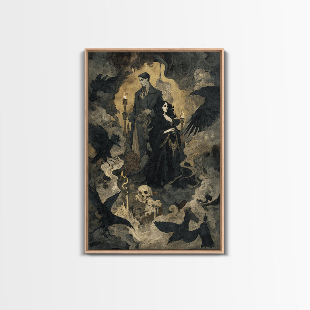 Gothic Romance, Dark Symbolist Art, Vertical Wall Art, Dark Halloween Decor, Canvas Print, Halloween Wall Art, Gothic Home Decor
