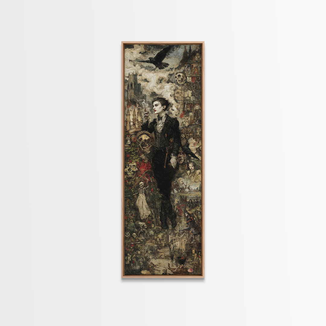 Gothic Romance, Grotesque Carnival Art, Tall Narrow Wall Art, Dark Fantasy Wall Art, Framed Canvas Print, Halloween Wall Art