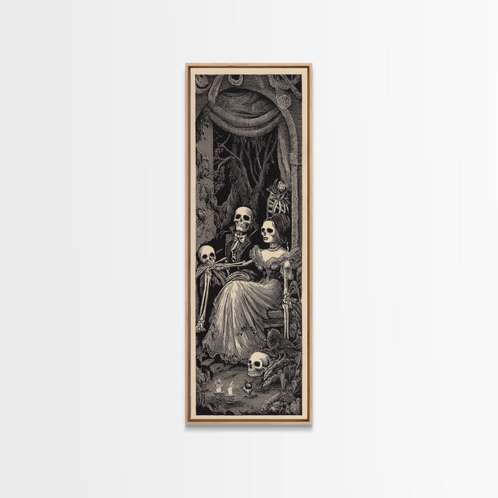 Gothic Romance, Macabre Folk Print Art, Tall Narrow Wall Art, Gothic Horror Wall Art, Canvas Print, Halloween Wall Art