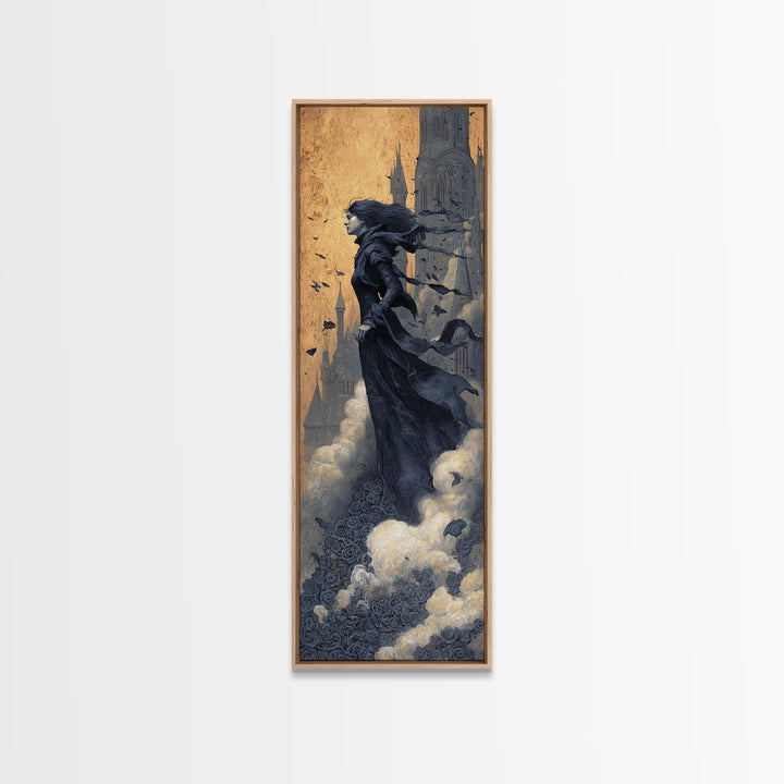 Gothic Romance, Surreal Apocalyptic Art, Tall Narrow Wall Art, Dark Halloween Decor, Framed Canvas Print, Halloween Wall Art