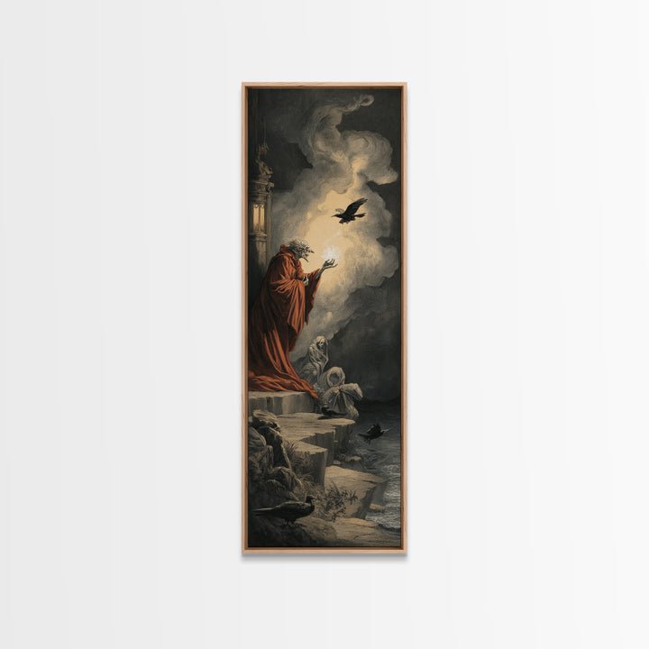 Haunted Seaside Halloween, Gothic Nightmare Art, Tall Narrow Wall Art, Macabre Wall Art, Canvas Print, Halloween Wall Art