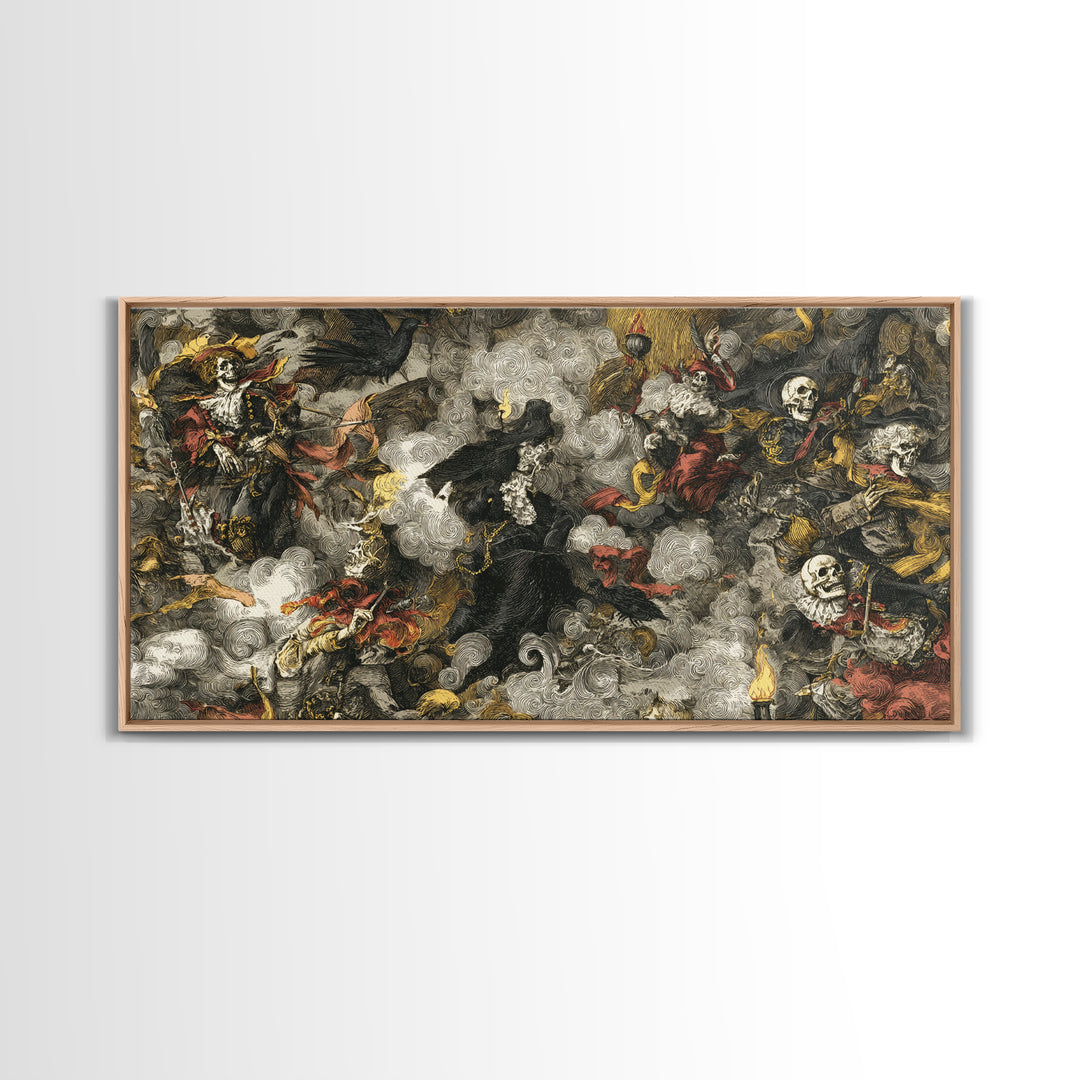 Haunted Seaside Halloween, Grotesque Carnival Art, Wide Panoramic Art, Dark Fantasy Wall Art, Canvas Print, Halloween Wall Art