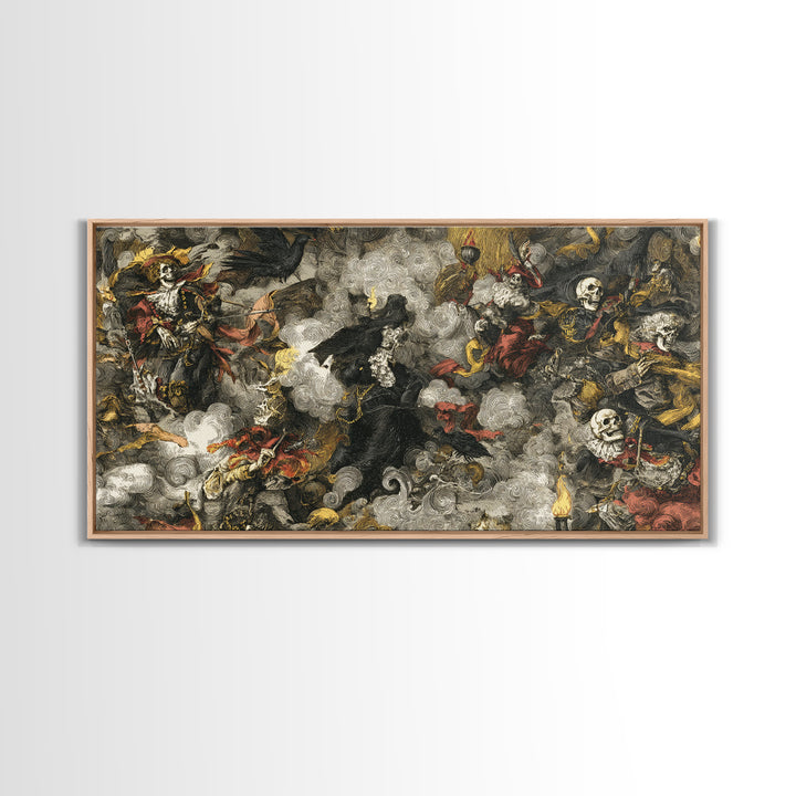 Haunted Seaside Halloween, Grotesque Carnival Art, Wide Panoramic Art, Dark Fantasy Wall Art, Canvas Print, Halloween Wall Art