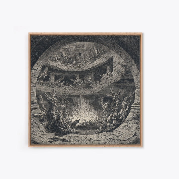 The Candlelit Crypt, Renaissance Engraving Art, Square Wall Art, Macabre Wall Art, Framed Canvas Print, Halloween Wall Art