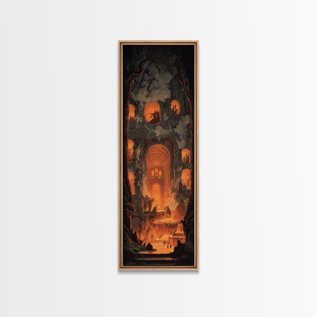 The Candlelit Crypt, Apocalyptic Romantic Art, Tall Narrow Wall Art, Macabre Wall Art, Framed Canvas Print, Halloween Wall Art