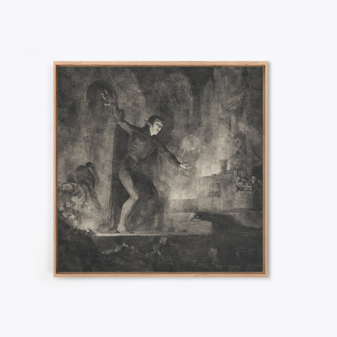 The Candlelit Crypt, Symbolist Dream Art, Square Wall Art, Macabre Wall Art, Framed Canvas Print, Halloween Wall Art, Halloween Decor