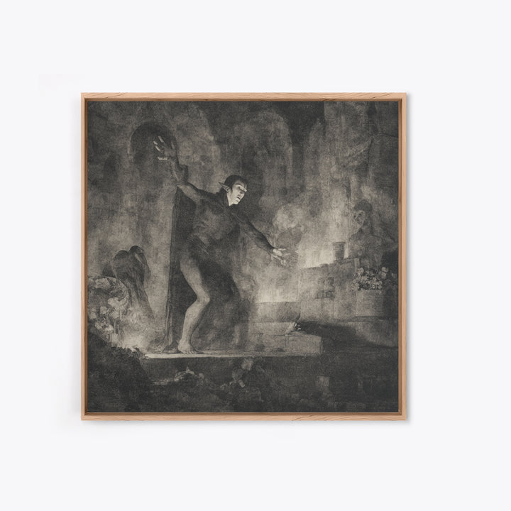 The Candlelit Crypt, Symbolist Dream Art, Square Wall Art, Macabre Wall Art, Framed Canvas Print, Halloween Wall Art, Halloween Decor