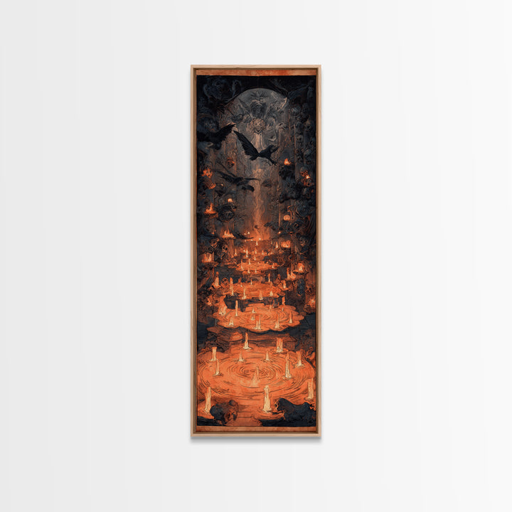 The Candlelit Crypt, Expressionist Gothic Art, Tall Narrow Wall Art, Macabre Wall Art, Canvas Print, Halloween Wall Art, Statement Wall Art