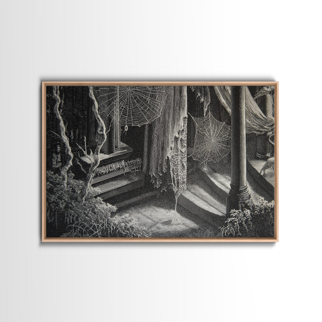 Black Lace And Cobwebs, Danse Macabre Art, Landscape Wall Art, Macabre Wall Art, Canvas Print, Halloween Wall Art