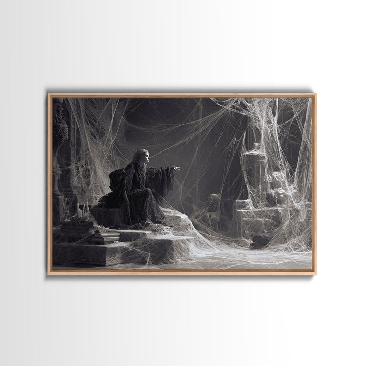 Black Lace And Cobwebs, Baroque Witchcraft Art, Landscape Wall Art, Dark Fantasy Wall Art, Canvas Print, Halloween Wall Art
