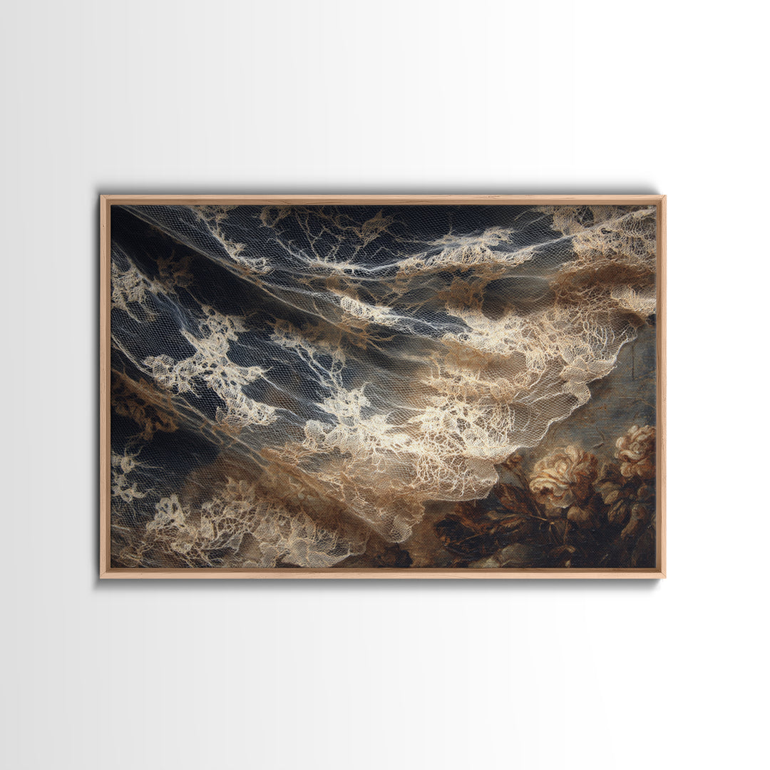 Black Lace And Cobwebs, Dark Romantic Horror Art, Landscape Wall Art, Macabre Wall Art, Canvas Print, Halloween Wall Art