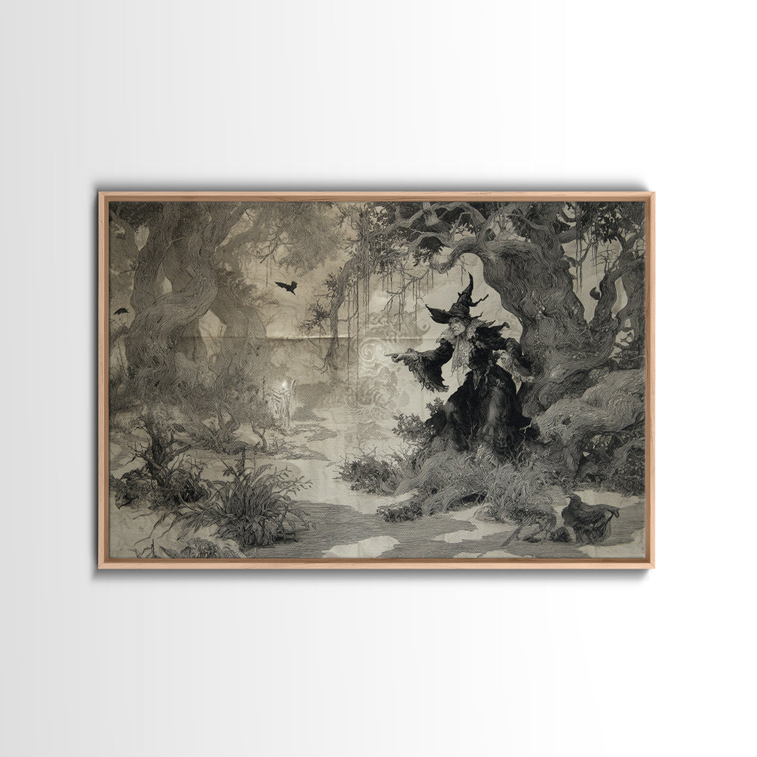 Black Lace And Cobwebs, Gothic Storybook Art, Landscape Wall Art, Dark Fantasy Wall Art, Canvas Print, Halloween Wall Art