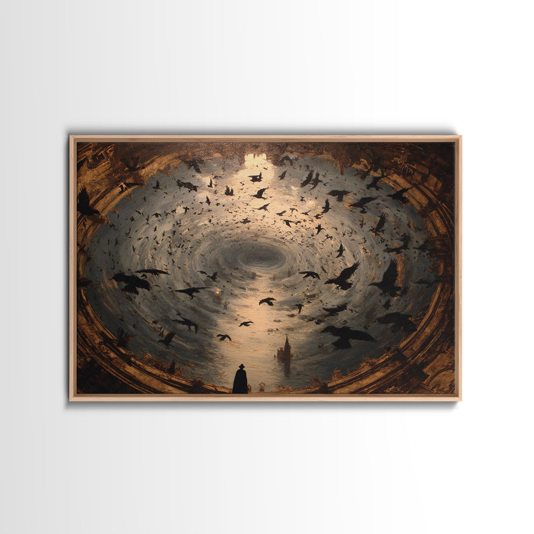 Ravens And Ruins, Symbolist Gothic Landscape, Landscape Wall Art, Dark Halloween Decor, Canvas Print, Halloween Wall Art, Horror Wall Art