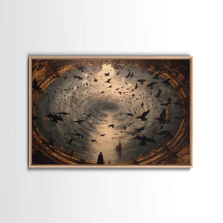 Ravens And Ruins, Symbolist Gothic Landscape, Landscape Wall Art, Dark Halloween Decor, Canvas Print, Halloween Wall Art, Horror Wall Art