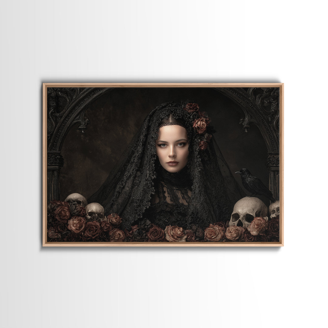Gothic Woman Portrait Canvas Print, Dark Art, Room Decor, Living Room Decor, Oil Painting, Nocturne, Digital Art, DAR-3x2-56