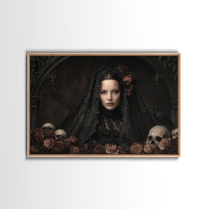 Gothic Woman Portrait Canvas Print, Dark Art, Room Decor, Living Room Decor, Oil Painting, Nocturne, Digital Art, DAR-3x2-56
