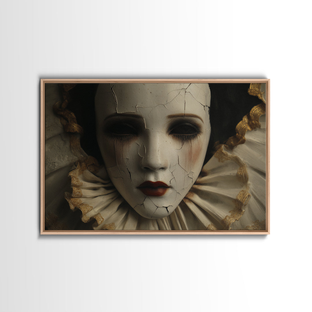 Cracked Porcelain Doll Portrait Canvas Print, Dark Art, Painting, Living Room Decor, Oil Painting, Nocturne, Gothic Wall Art, DAR-3x2-75