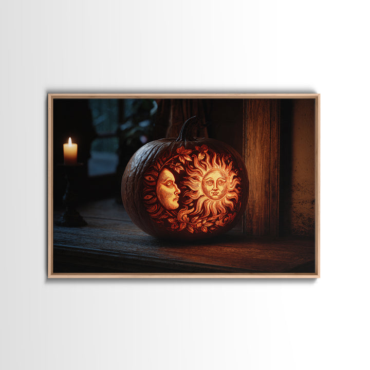 Pumpkins And Moon Phases, Danse Macabre Art, Landscape Wall Art, Macabre Wall Art, Canvas Print, Halloween Wall Art