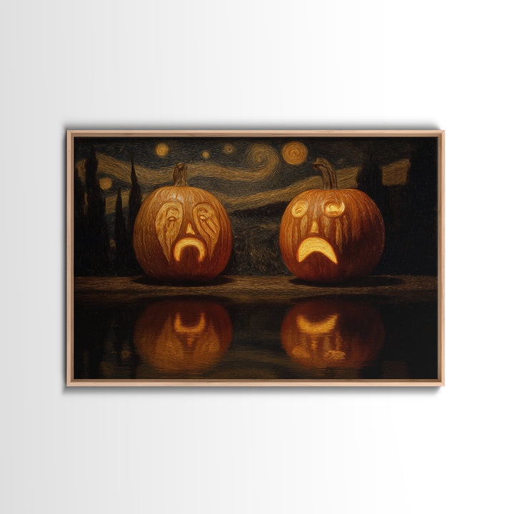 Pumpkins And Moon Phases, Symbolist Gothic Landscape, Landscape Wall Art, Gothic Horror Wall Art, Canvas Print, Halloween Wall Art
