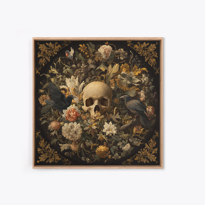 Skeletal Botanicals, Baroque Witchcraft Art, Square Wall Art, Dark Halloween Decor, Canvas Print, Halloween Wall Art, Spooky Wall Decor