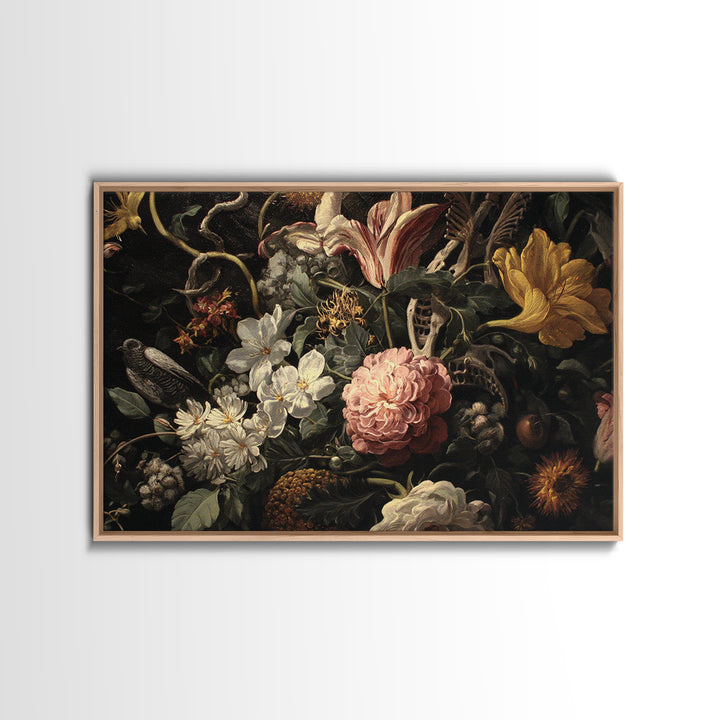 Skeletal Botanicals, Visionary Gothic Art, Landscape Wall Art, Macabre Wall Art, Framed Canvas Print, Halloween Wall Art