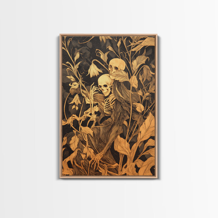 Skeletal Botanicals, Expressionist Gothic Art, Vertical Wall Art, Gothic Horror Wall Art, Canvas Print, Halloween Wall Art