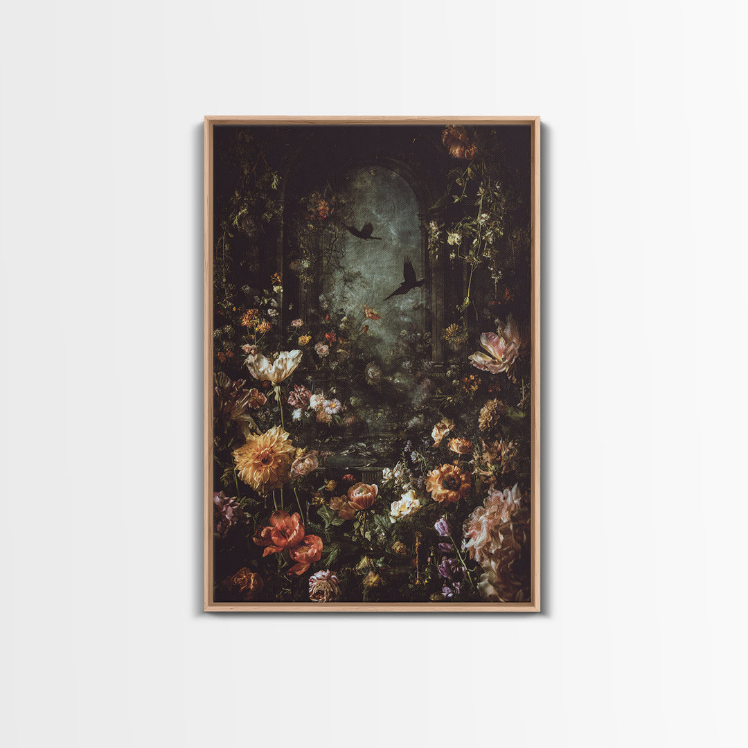 The Poison Garden, Dark Romantic Horror Art, Vertical Wall Art, Gothic Horror Wall Art, Framed Canvas Print, Halloween Wall Art