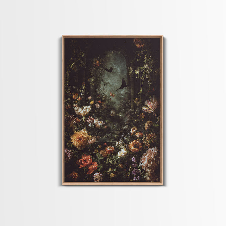 The Poison Garden, Dark Romantic Horror Art, Vertical Wall Art, Gothic Horror Wall Art, Framed Canvas Print, Halloween Wall Art