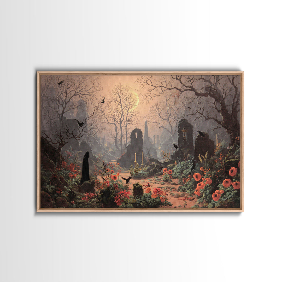 The Poison Garden, Romantic Gothic Landscape, Landscape Wall Art, Macabre Wall Art, Framed Canvas Print, Halloween Wall Art