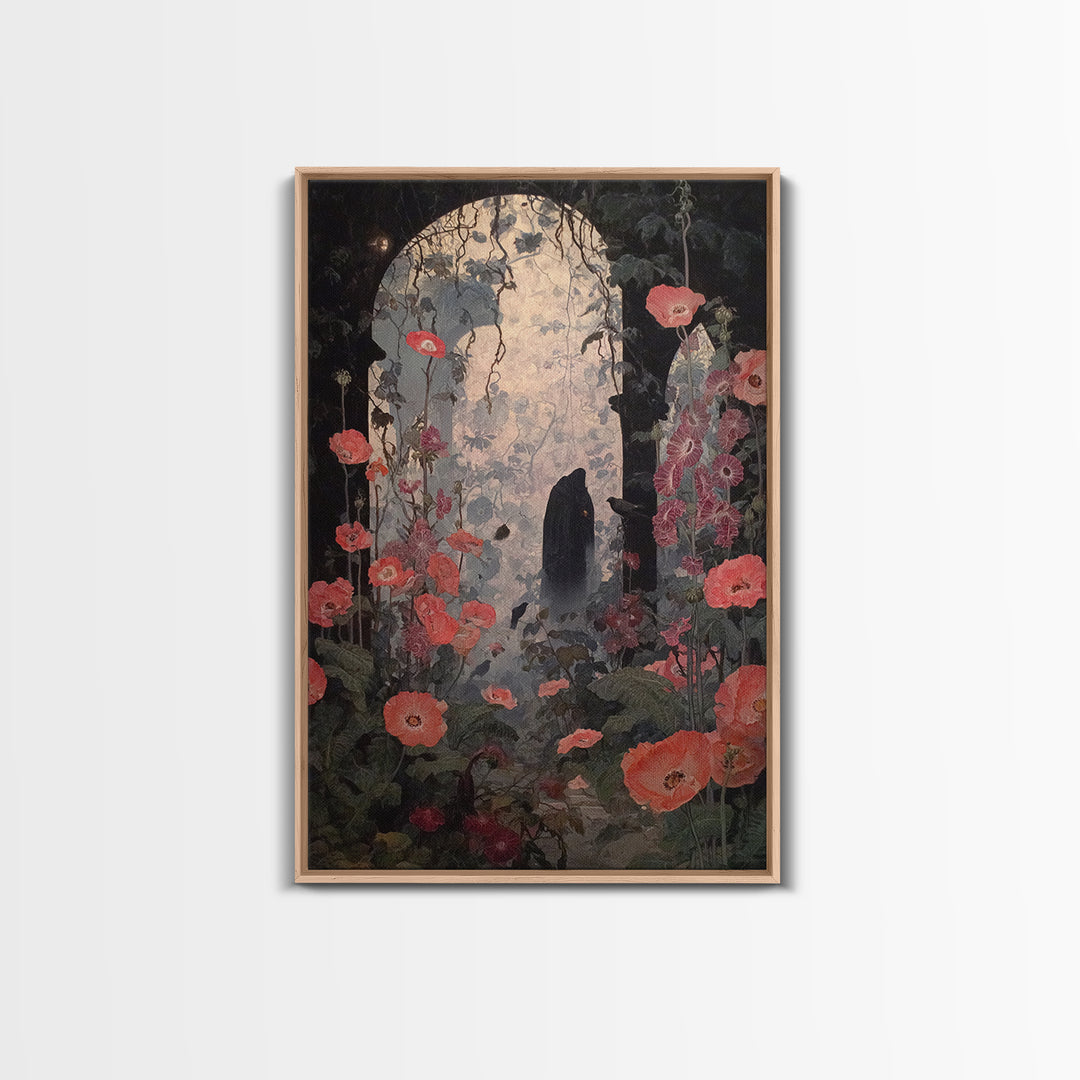The Poison Garden, Symbolist Dream Art, Vertical Wall Art, Gothic Horror Wall Art, Framed Canvas Print, Halloween Wall Art