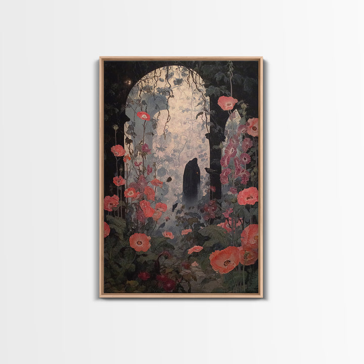 The Poison Garden, Symbolist Dream Art, Vertical Wall Art, Gothic Horror Wall Art, Framed Canvas Print, Halloween Wall Art