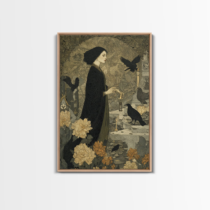 The Poison Garden, Symbolist Death Art, Vertical Wall Art, Gothic Horror Wall Art, Canvas Print, Halloween Wall Art