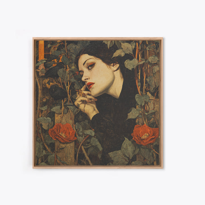 The Poison Garden, Dark Symbolist Art, Square Wall Art, Dark Halloween Decor, Canvas Print, Halloween Wall Art, Gothic Home Decor