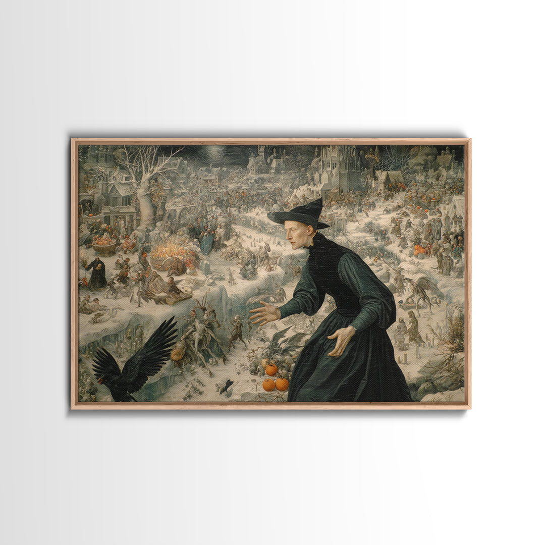 Frozen Halloween, Medieval Grotesque Art, Landscape Wall Art, Gothic Horror Wall Art, Framed Canvas Print, Halloween Wall Art