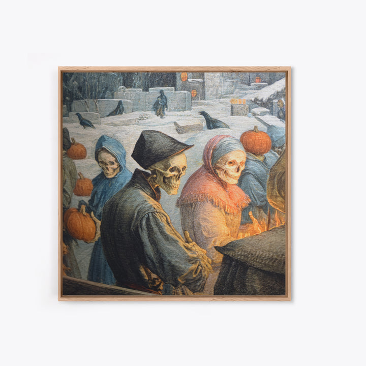 Frozen Halloween, Danse Macabre Art, Square Wall Art, Dark Halloween Decor, Framed Canvas Print, Halloween Wall Art