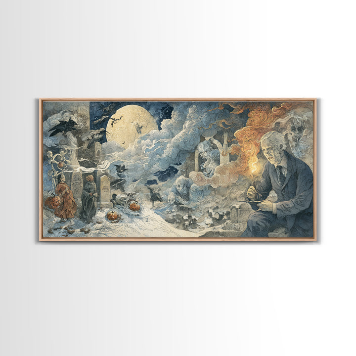 Frozen Halloween, Visionary Gothic Art, Wide Panoramic Art, Dark Fantasy Wall Art, Canvas Print, Halloween Wall Art, Dark Fantasy Art