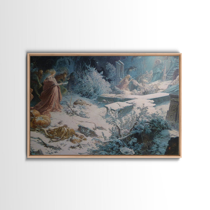 Frozen Halloween, Ornate Symbolist Art, Landscape Wall Art, Macabre Wall Art, Canvas Print, Halloween Wall Art, Halloween Decor