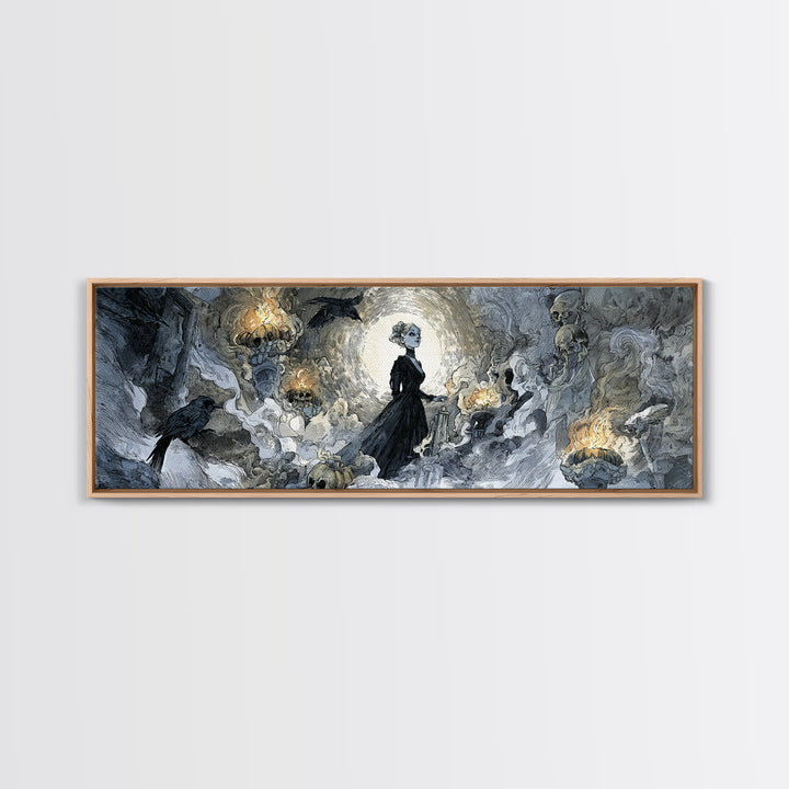 Frozen Halloween, Decadent Gothic Art, Extra Wide Wall Art, Macabre Wall Art, Framed Canvas Print, Halloween Wall Art