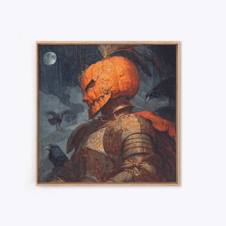 The Pumpkin Paladin, Decadent Gothic Art, Square Wall Art, Gothic Horror Wall Art, Framed Canvas Print, Halloween Wall Art