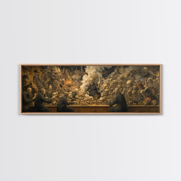 The Necromancer Queen, Medieval Grotesque Art, Extra Wide Wall Art, Gothic Horror Wall Art, Canvas Print, Halloween Wall Art