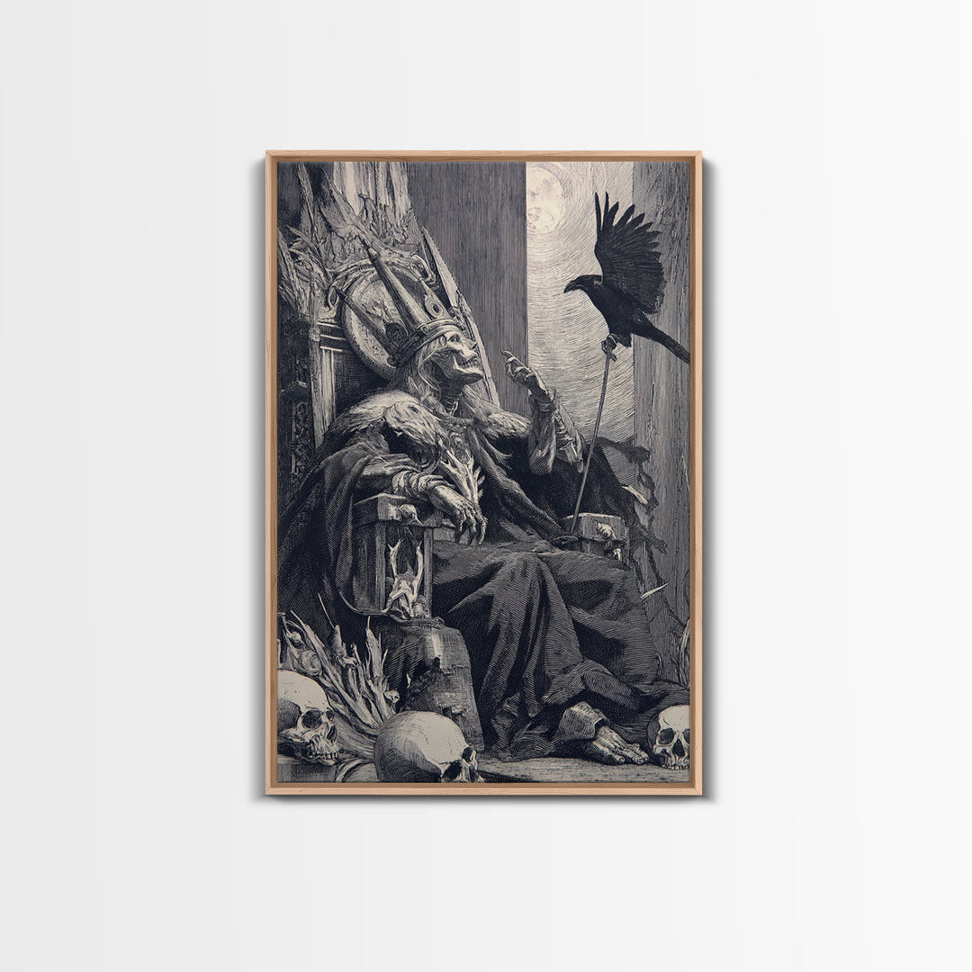 The Necromancer Queen, Renaissance Engraving Art, Vertical Wall Art, Macabre Wall Art, Canvas Print, Halloween Wall Art, Horror Wall Art