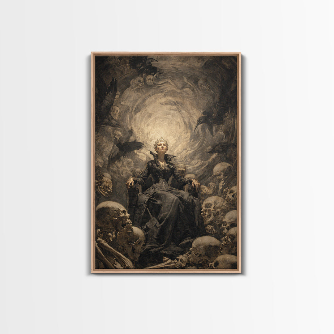 The Necromancer Queen, Gothic Nightmare Art, Vertical Wall Art, Dark Halloween Decor, Canvas Print, Halloween Wall Art