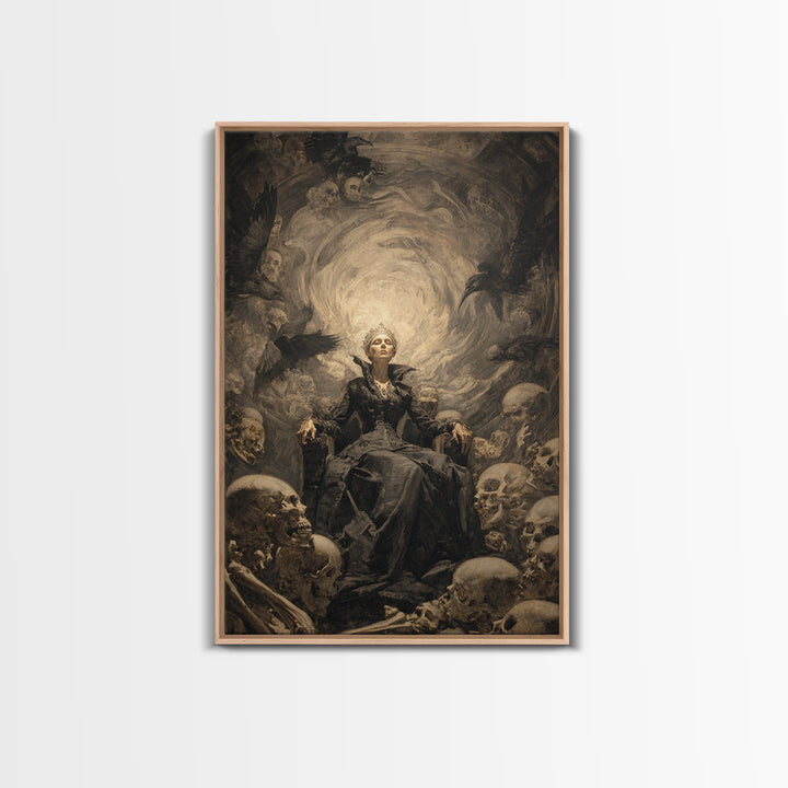 The Necromancer Queen, Gothic Nightmare Art, Vertical Wall Art, Dark Halloween Decor, Canvas Print, Halloween Wall Art