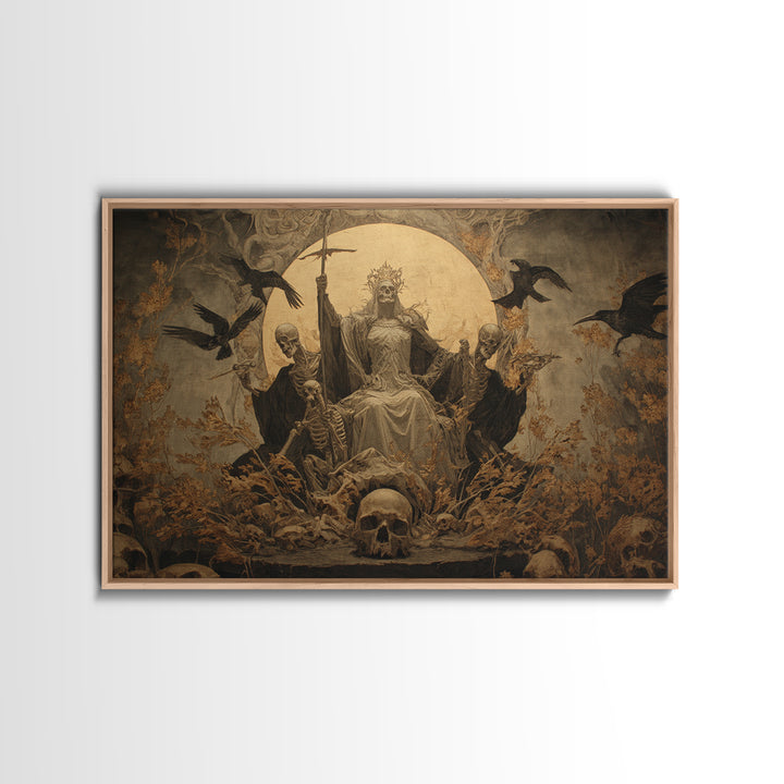 The Necromancer Queen, Symbolist Gothic Landscape, Landscape Wall Art, Dark Halloween Decor, Framed Canvas Print, Halloween Wall Art