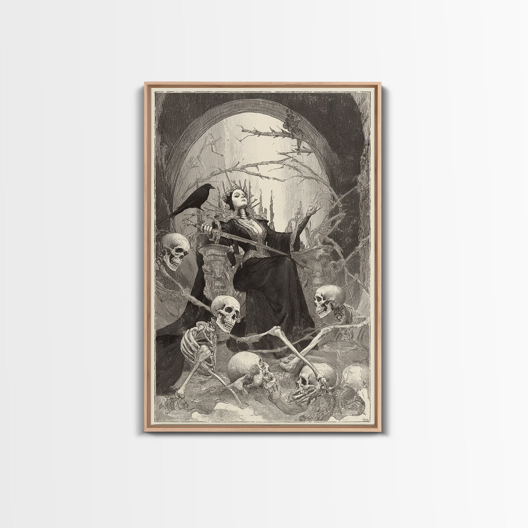The Necromancer Queen, Decadent Gothic Art, Vertical Wall Art, Gothic Horror Wall Art, Canvas Print, Halloween Wall Art